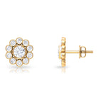 1.25 CT Zircon Gold Stud Earrings with Halo Zircon - ( AAAA ) - Quality - Rosec Jewels