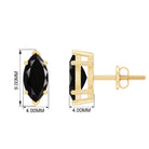 Marquise Black Onyx Solitaire Studs in Basket Setting Black Onyx - ( AAA ) - Quality - Rosec Jewels