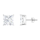 7 MM Princess Cut Solitaire Moissanite Stud Earrings Moissanite - ( D-VS1 ) - Color and Clarity - Rosec Jewels