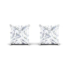 7 MM Princess Cut Solitaire Moissanite Stud Earrings Moissanite - ( D-VS1 ) - Color and Clarity - Rosec Jewels