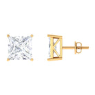 7 MM Princess Cut Solitaire Moissanite Stud Earrings Moissanite - ( D-VS1 ) - Color and Clarity - Rosec Jewels