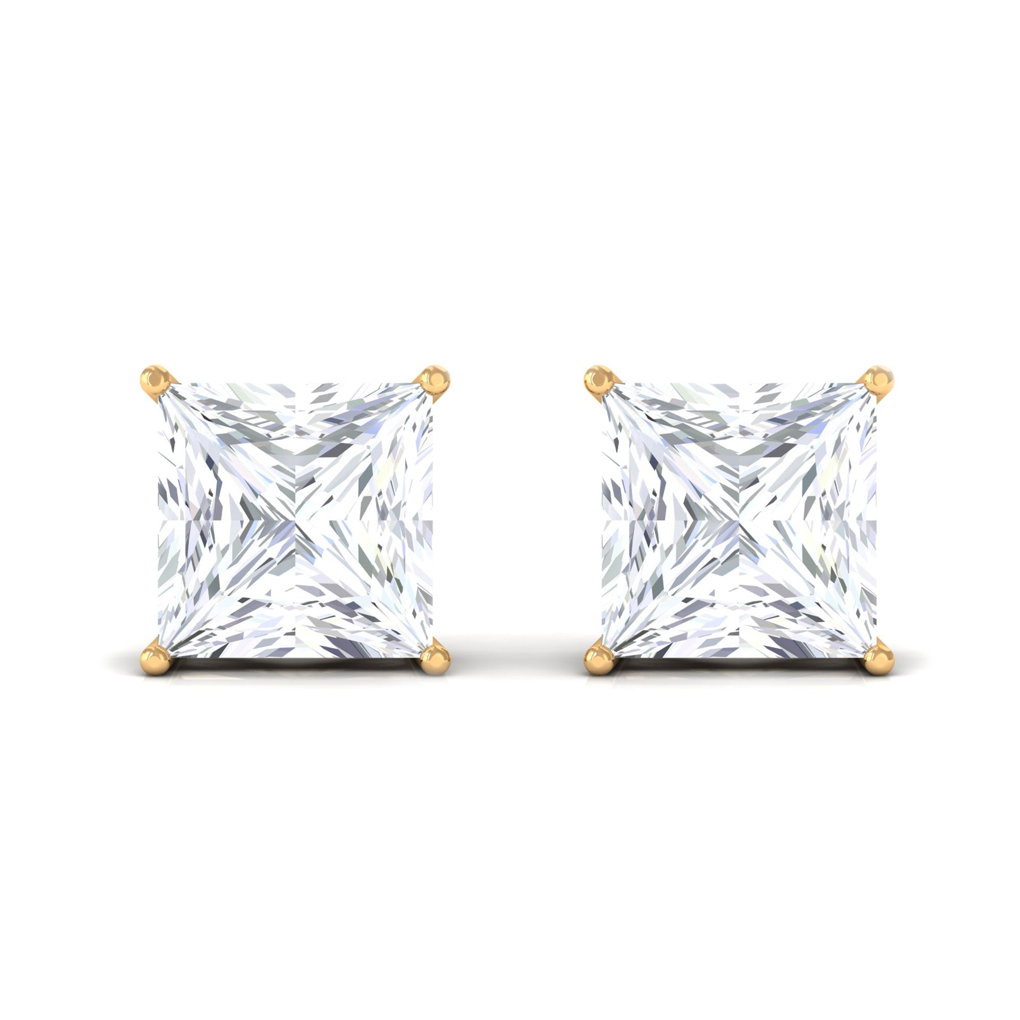 7 MM Princess Cut Solitaire Moissanite Stud Earrings Moissanite - ( D-VS1 ) - Color and Clarity - Rosec Jewels