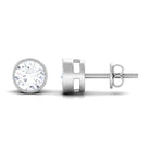 Round Moissanite Solitaire Stud Earrings in Bezel Setting Moissanite - ( D-VS1 ) - Color and Clarity - Rosec Jewels