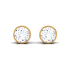 Round Moissanite Solitaire Stud Earrings in Bezel Setting Moissanite - ( D-VS1 ) - Color and Clarity - Rosec Jewels