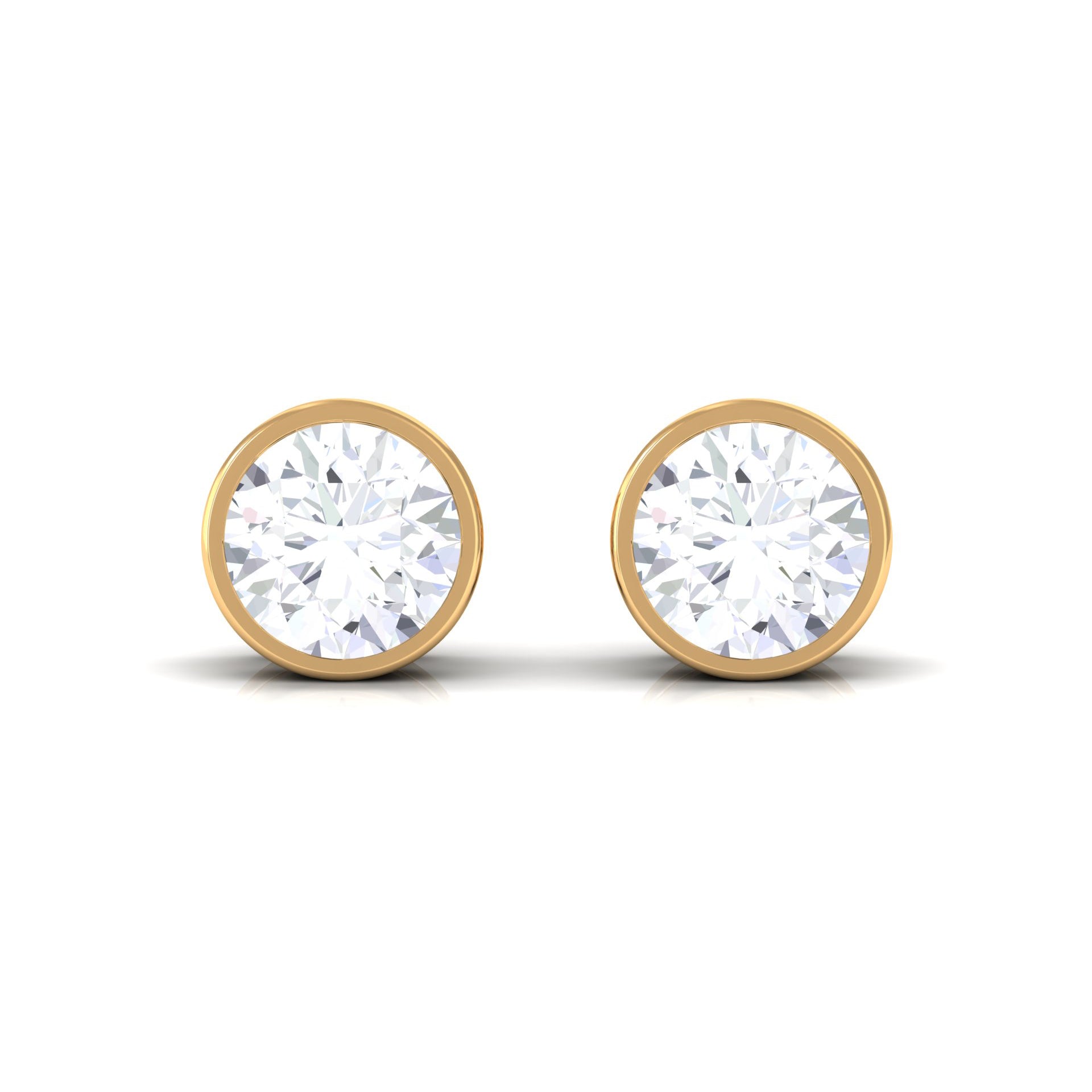 Round Moissanite Solitaire Stud Earrings in Bezel Setting Moissanite - ( D-VS1 ) - Color and Clarity - Rosec Jewels