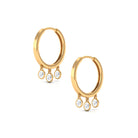 0.75 CT Gold and Diamond Three Stone Hoop Drop Earrings Diamond - ( HI-SI ) - Color and Clarity - Rosec Jewels