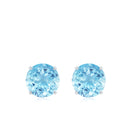 1 CT Claw Set Solitaire Aquamarine Round Stud Earrings Aquamarine - ( AAA ) - Quality - Rosec Jewels