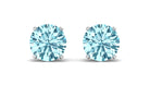 1 CT Claw Set Solitaire Aquamarine Round Stud Earrings Aquamarine - ( AAA ) - Quality - Rosec Jewels