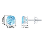 1 CT Claw Set Solitaire Aquamarine Round Stud Earrings Aquamarine - ( AAA ) - Quality - Rosec Jewels