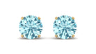 1 CT Claw Set Solitaire Aquamarine Round Stud Earrings Aquamarine - ( AAA ) - Quality - Rosec Jewels