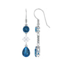 4.25 CT London Blue Topaz and Diamond Dangle Drop Earrings London Blue Topaz - ( AAA ) - Quality - Rosec Jewels