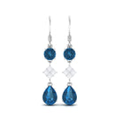 4.25 CT London Blue Topaz and Diamond Dangle Drop Earrings London Blue Topaz - ( AAA ) - Quality - Rosec Jewels