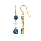 4.25 CT London Blue Topaz and Diamond Dangle Drop Earrings London Blue Topaz - ( AAA ) - Quality - Rosec Jewels