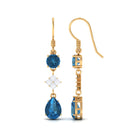 4.25 CT London Blue Topaz and Diamond Dangle Drop Earrings London Blue Topaz - ( AAA ) - Quality - Rosec Jewels