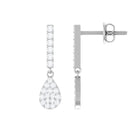 1/2 CT Round Diamond Dangle Drop Earrings in Gold Diamond - ( HI-SI ) - Color and Clarity - Rosec Jewels