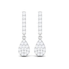 1/2 CT Round Diamond Dangle Drop Earrings in Gold Diamond - ( HI-SI ) - Color and Clarity - Rosec Jewels