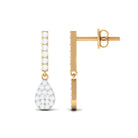 1/2 CT Round Diamond Dangle Drop Earrings in Gold Diamond - ( HI-SI ) - Color and Clarity - Rosec Jewels