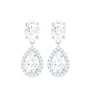 Certified Moissanite Teardrop Dangle Earrings Moissanite - ( D-VS1 ) - Color and Clarity - Rosec Jewels