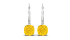 Cushion Cut Created Yellow Sapphire Solitaire Drop Earrings with Lever Back Lab Created Yellow Sapphire - ( AAAA ) - Quality - Rosec Jewels