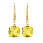 Cushion Cut Created Yellow Sapphire Solitaire Drop Earrings with Lever Back Lab Created Yellow Sapphire - ( AAAA ) - Quality - Rosec Jewels