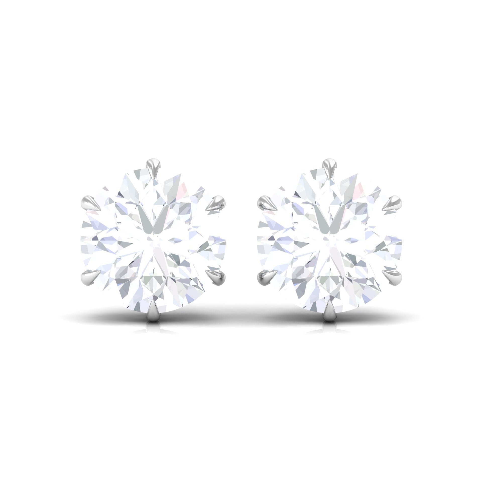 10 MM Round Moissanite Solitaire Stud Earrings in Claw Setting Moissanite - ( D-VS1 ) - Color and Clarity - Rosec Jewels