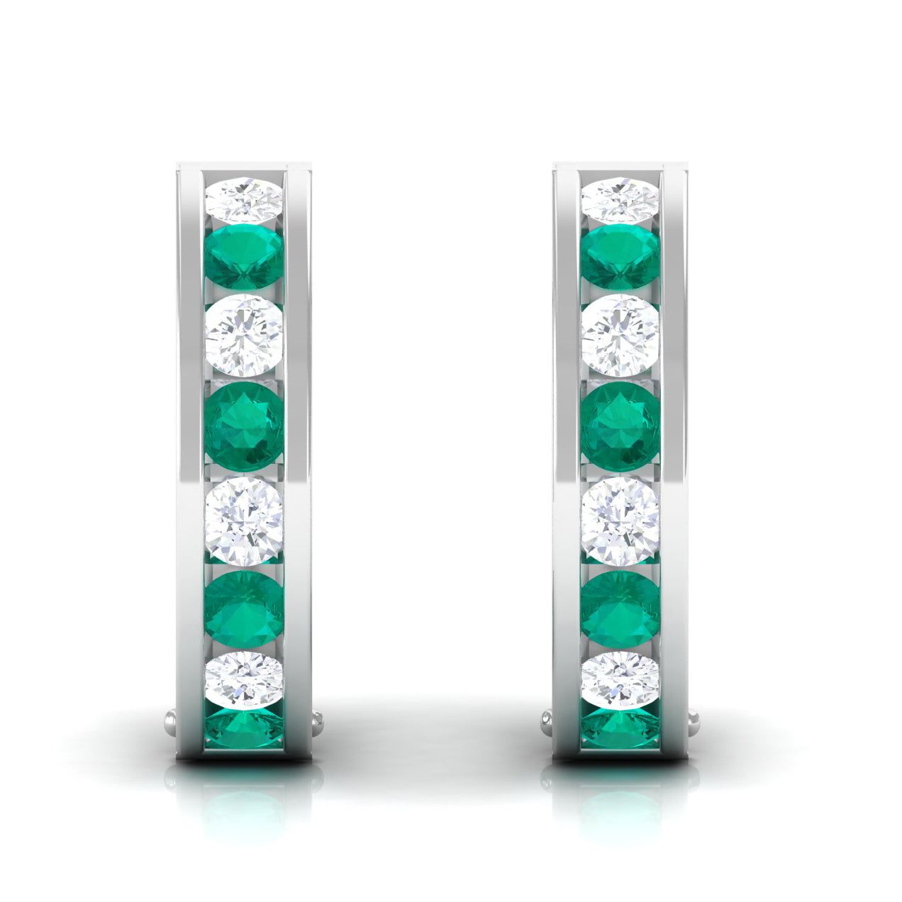 1.25 CT Minimal Emerald and Moissanite Hoop Earrings Emerald - ( AAA ) - Quality - Rosec Jewels