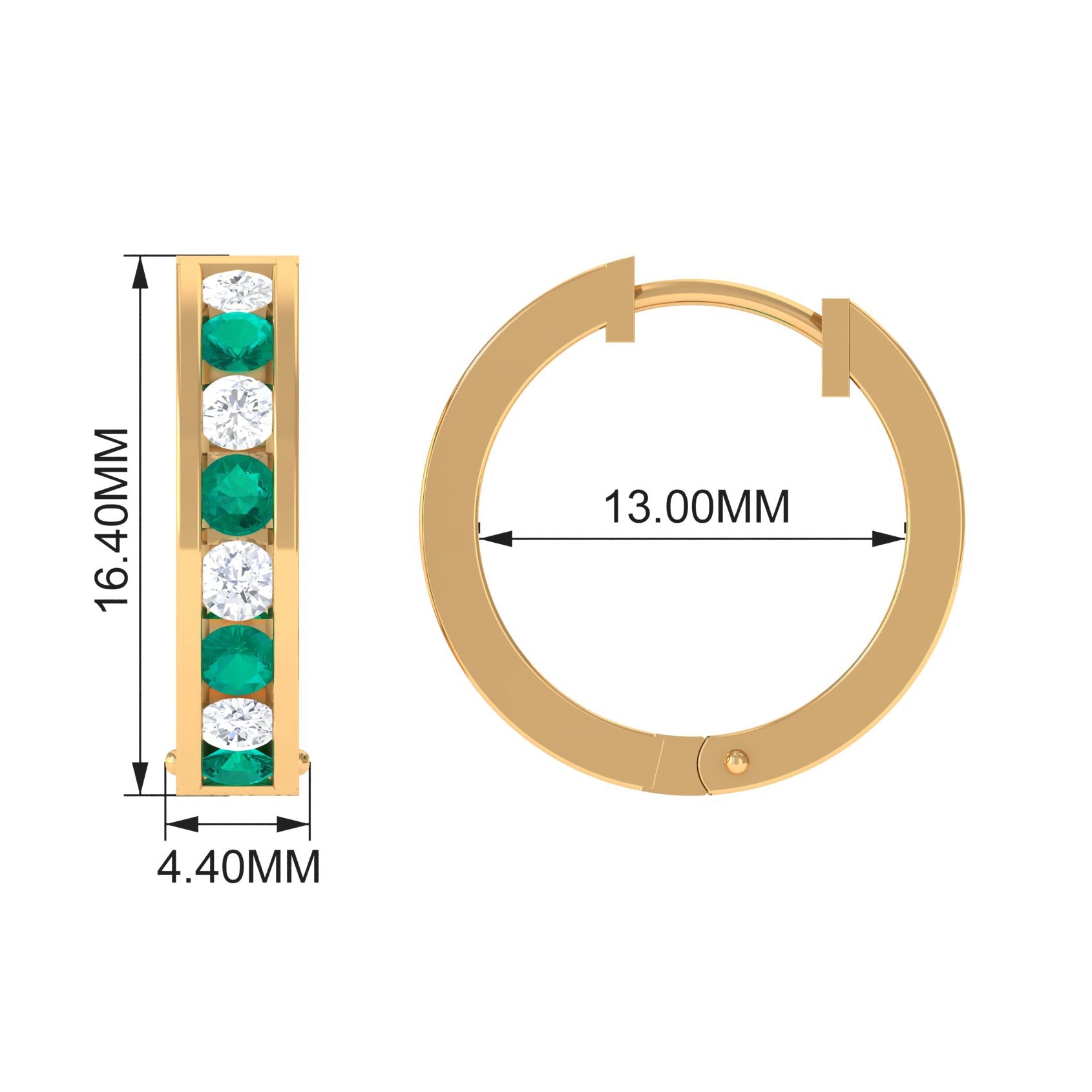 1.25 CT Minimal Emerald and Moissanite Hoop Earrings Emerald - ( AAA ) - Quality - Rosec Jewels