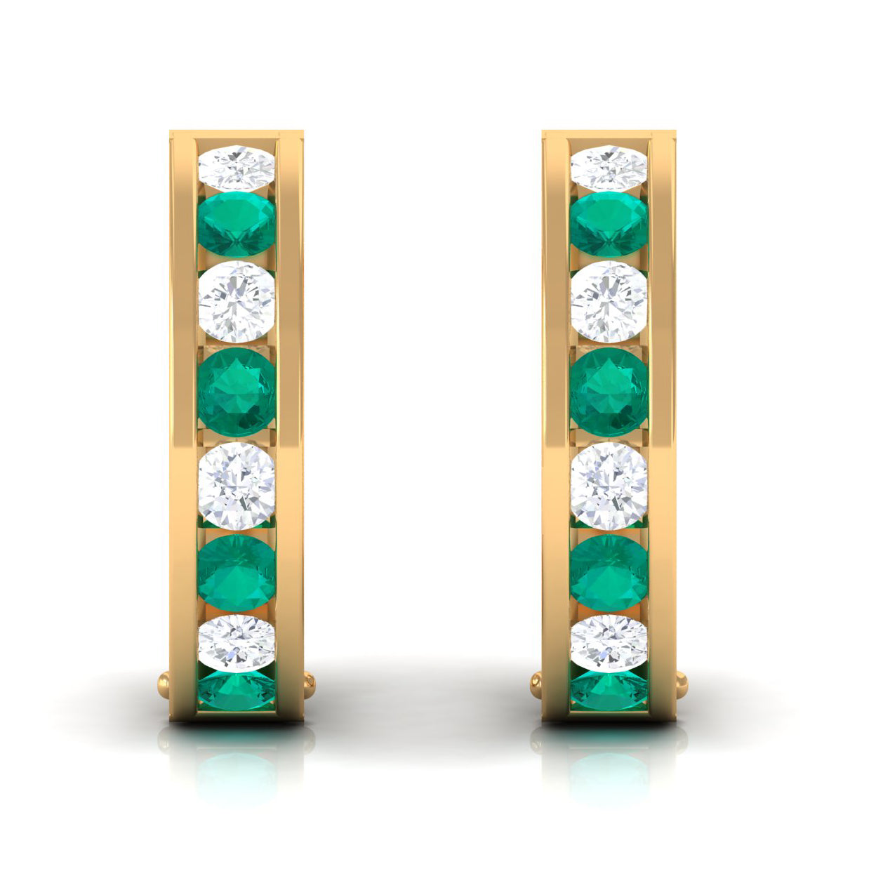 1.25 CT Minimal Emerald and Moissanite Hoop Earrings Emerald - ( AAA ) - Quality - Rosec Jewels