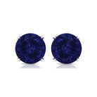 Round Created Blue Sapphire Solitaire Stud Earrings in Claw Setting Lab Created Blue Sapphire - ( AAAA ) - Quality - Rosec Jewels