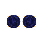 Round Created Blue Sapphire Solitaire Stud Earrings in Claw Setting Lab Created Blue Sapphire - ( AAAA ) - Quality - Rosec Jewels