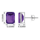 3.25 CT Octagon Cut Amethyst Solitaire Stud Earrings Amethyst - ( AAA ) - Quality - Rosec Jewels