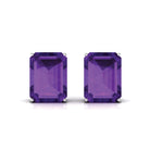 3.25 CT Octagon Cut Amethyst Solitaire Stud Earrings Amethyst - ( AAA ) - Quality - Rosec Jewels