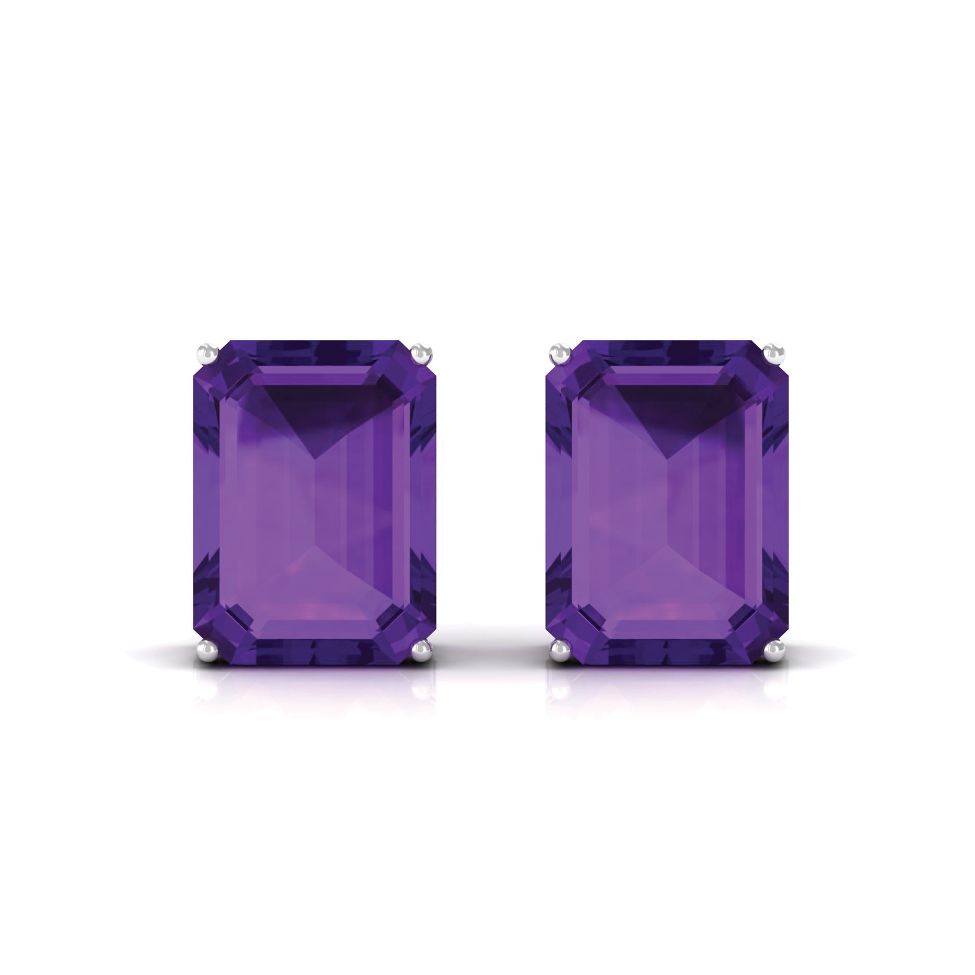 3.25 CT Octagon Cut Amethyst Solitaire Stud Earrings Amethyst - ( AAA ) - Quality - Rosec Jewels