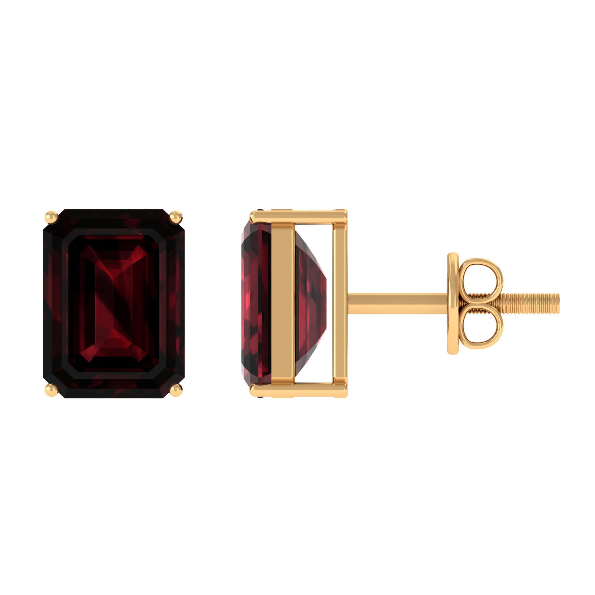 January Birthstone 3.50 CT Octagon Cut Garnet Solitaire Stud Earrings Garnet - ( AAA ) - Quality - Rosec Jewels