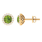 1.5 CT Classic Peridot and Diamond Halo Stud Earrings Peridot - ( AAA ) - Quality - Rosec Jewels