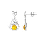 0.75 CT Yellow Sapphire and Diamond Heart Drop Earrings Yellow Sapphire - ( AAA ) - Quality - Rosec Jewels