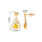 0.75 CT Yellow Sapphire and Diamond Heart Drop Earrings Yellow Sapphire - ( AAA ) - Quality - Rosec Jewels