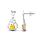 0.75 CT Yellow Sapphire and Diamond Heart Drop Earrings Yellow Sapphire - ( AAA ) - Quality - Rosec Jewels