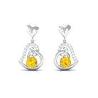 0.75 CT Yellow Sapphire and Diamond Heart Drop Earrings Yellow Sapphire - ( AAA ) - Quality - Rosec Jewels