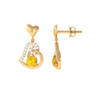 0.75 CT Yellow Sapphire and Diamond Heart Drop Earrings Yellow Sapphire - ( AAA ) - Quality - Rosec Jewels