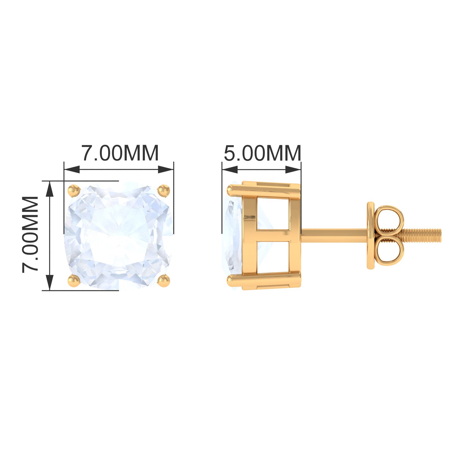 2.75 CT Cushion Cut Moonstone Solitaire Stud Earrings Moonstone - ( AAA ) - Quality - Rosec Jewels