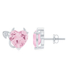 4.25 CT Rose Quartz and Moissanite Gothic Stud Earrings Rose Quartz - ( AAA ) - Quality - Rosec Jewels