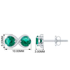 Two Stone Lab Grown Emerald Infinity Stud Earrings Lab Created Emerald - ( AAAA ) - Quality - Rosec Jewels