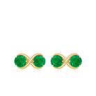 1.25 CT Simple Emerald Two Stone Infinity Stud Earrings Emerald - ( AAA ) - Quality - Rosec Jewels