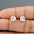 Round Shape Moissanite Solitaire Stud Earrings in Gold Moissanite - ( D-VS1 ) - Color and Clarity - Rosec Jewels