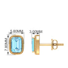 4X6 MM Octagon Cut Aquamarine Solitaire and Gold Minimal Stud Earrings Aquamarine - ( AAA ) - Quality - Rosec Jewels