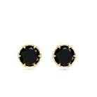 5 MM Black Diamond Solitaire Floral Stud Earrings with White Diamond Black Diamond - ( AAA ) - Quality - Rosec Jewels