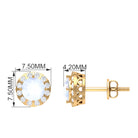 3/4 CT Antique Moonstone and Diamond Stud Earrings Moonstone - ( AAA ) - Quality - Rosec Jewels