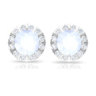 3/4 CT Antique Moonstone and Diamond Stud Earrings Moonstone - ( AAA ) - Quality - Rosec Jewels