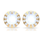 3/4 CT Antique Moonstone and Diamond Stud Earrings Moonstone - ( AAA ) - Quality - Rosec Jewels